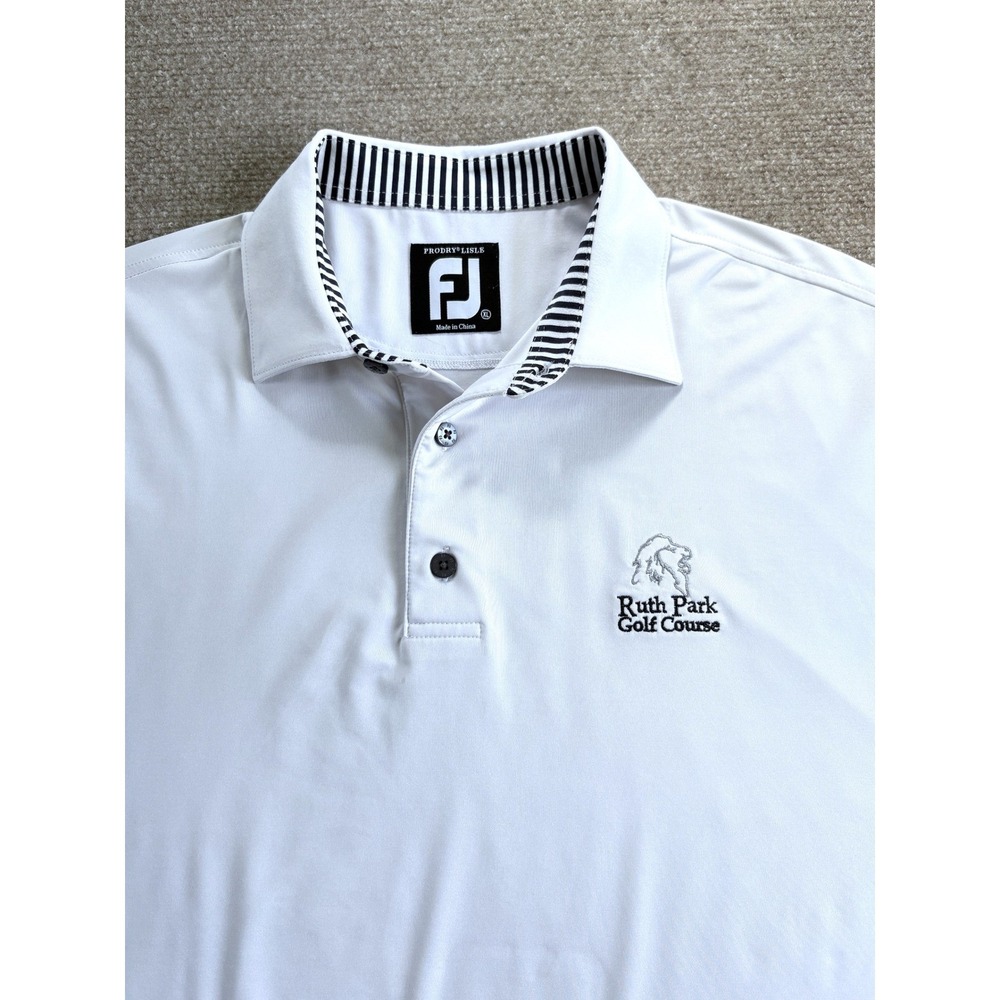 FootJoy ProDry Lisle Mens XL White Golf Polo Ruth Park Titleist Logo 1005481